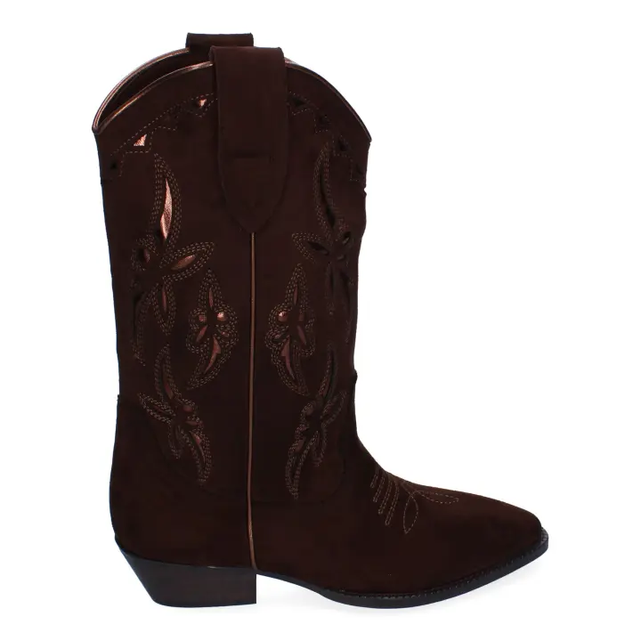 PuntoSalao Botas altas camperas de tacón bajo elegantes para mujer marrones M4751 - 1