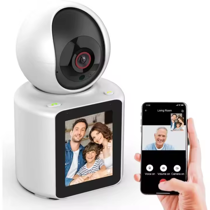 2.4G WIFI Cámara de seguridad inteligente para el hogar, Cámara de video-llamada bidireccional, cámara de seguridad interior inalámbrica 2,8 pulgadas pantalla 360 ° Wifi cámara, llamada activa, visión nocturna, detección de movimiento AI, 1080P HD Monitor - 1