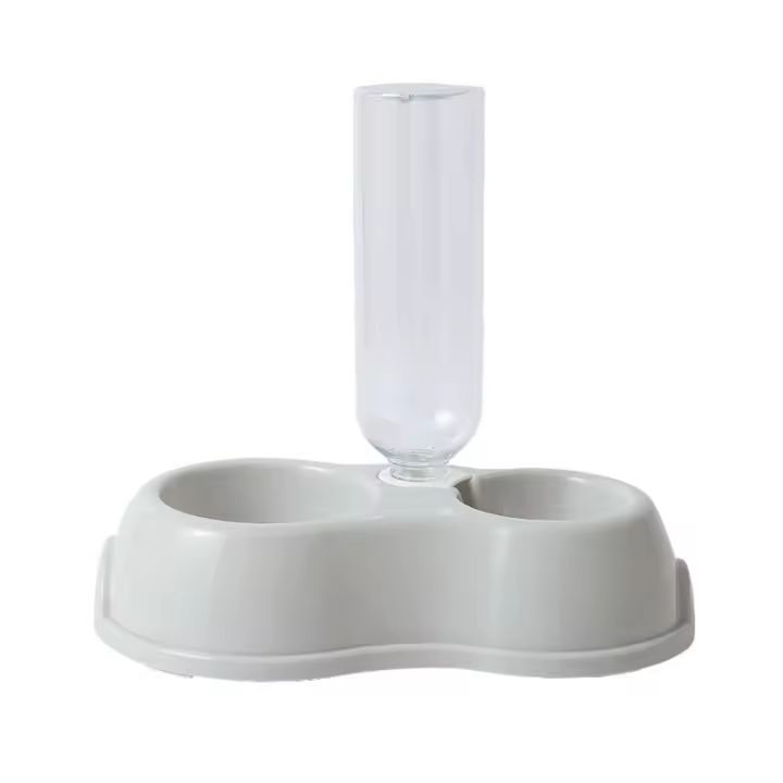 Tazón Automático Para Gatos Con Dispensador De Agua Y Alimento Elevado Para Perros Y Gatos Tazón Doble Para Mascotas Material Plástico Forma Redonda - 1