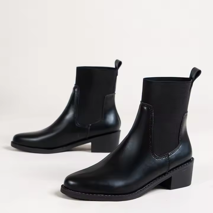 Botas De Tobillo Occidentales Para Mujer 2024 Cuero PU Estilo Retro Bajo Tacón Punta Puntiaguda Moda Botas Cortas D210 - 1