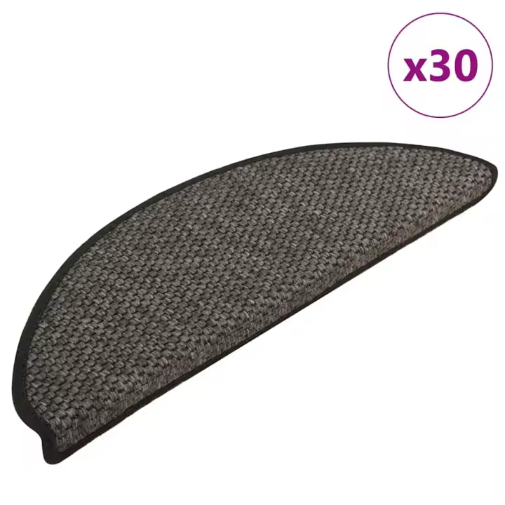 vidaXL Alfombra autoadhesiva escalera sisal 30 uds 65x21x4cm antracita - 1