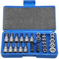 Nueva Kit De Herramientas Manuales 34Pcs Tornillos Torx Estrella Macho Y Hembra Con Llave De 3/8" Y Hexagonal 5/16" Para Reparación De Coches En Casa - details 10