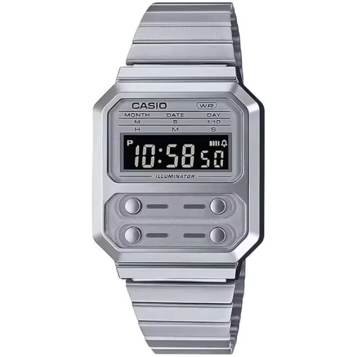 Reloj Casio Digital Color Plata Vintage A100we-7bef - 1