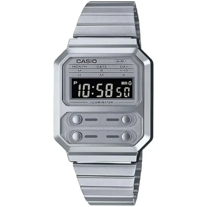 Reloj Casio Digital Color Plata Vintage A100we-7bef - 1