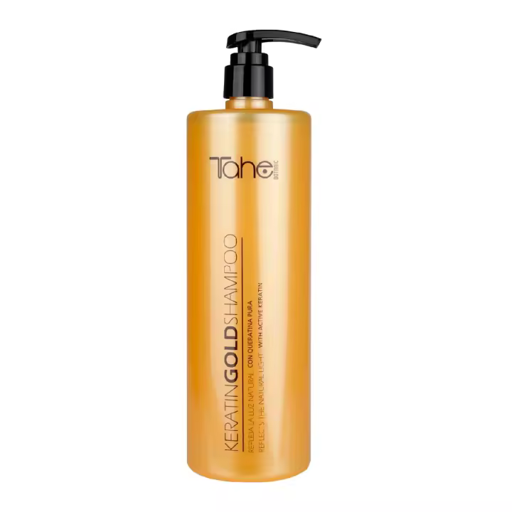 Tahe Keratin Gold Shampoo 1000 Ml Champú Con Queratina Pura, Refleja La Luz Natural - 1