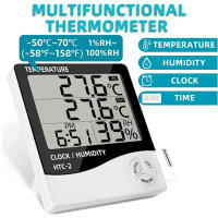 Sensor De Temperatura 3 En 1 Termómetro Higrómetro Y Reloj Digital De 3.7 Pulgadas Medidor De Humedad Interior Estación Climática Para El Hogar - details 0