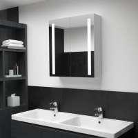 vidaXL Armario de baño con espejo y LED color 62x14x60 cm en color Roble/Gris/Negro brillo y más | almacenamiento funcional diseño moderno para baño dormitorio sala - details 4