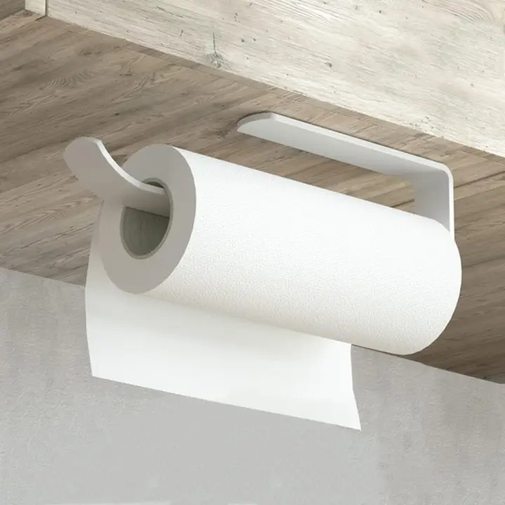 Portarrollos Adhesivo de Papel para Cocina, Soporte de Pared, Sin Perforación, Aluminio 30cm - 1