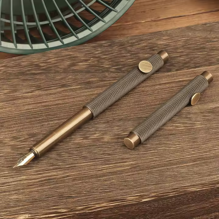 Pluma Fuente De Bolsillo Vintage De Latón Miniatura Metálica 0.5mm Creativa Para Estudiantes Y Artistas Suministro De Oficina - 1