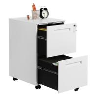 Archivador móvil de oficina con cierre, 2 cajones para documentos y carpetas suspendidas, premontado, 39x50x69,5 cm, en blanco - details 1