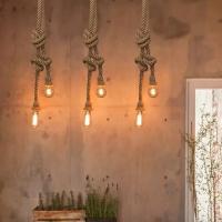 Lámpara Colgante Creativa De Cobre Con Bombilla Edison Vintage Decoración Para Hogar Hecha Con Alambre De Jute - details 4
