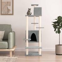 vidaXL Rascador para Gatos con Postes Árbol Torre de Escalada Sisal Color Crema,  Gris claro,  Gris oscuro y mas - details 1