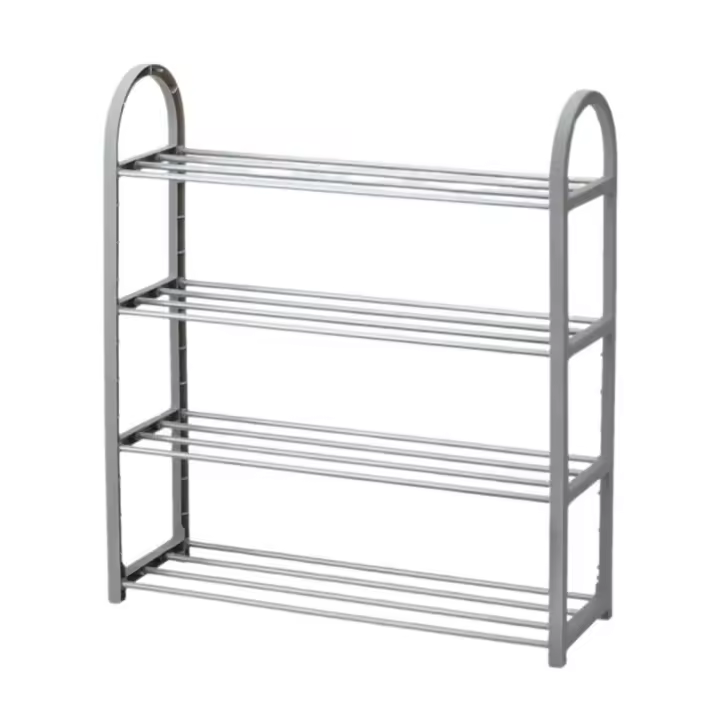 Shoppe house - Zapatero, Organizador de Zapatos, Estante para Zapatos, 4 Baldas, Estructura Resistente, Color Gris - 19 x 58 x 65 cm - Portátil, Multifuncional, para la Habitación, Dormitorio, Pasillo - 1