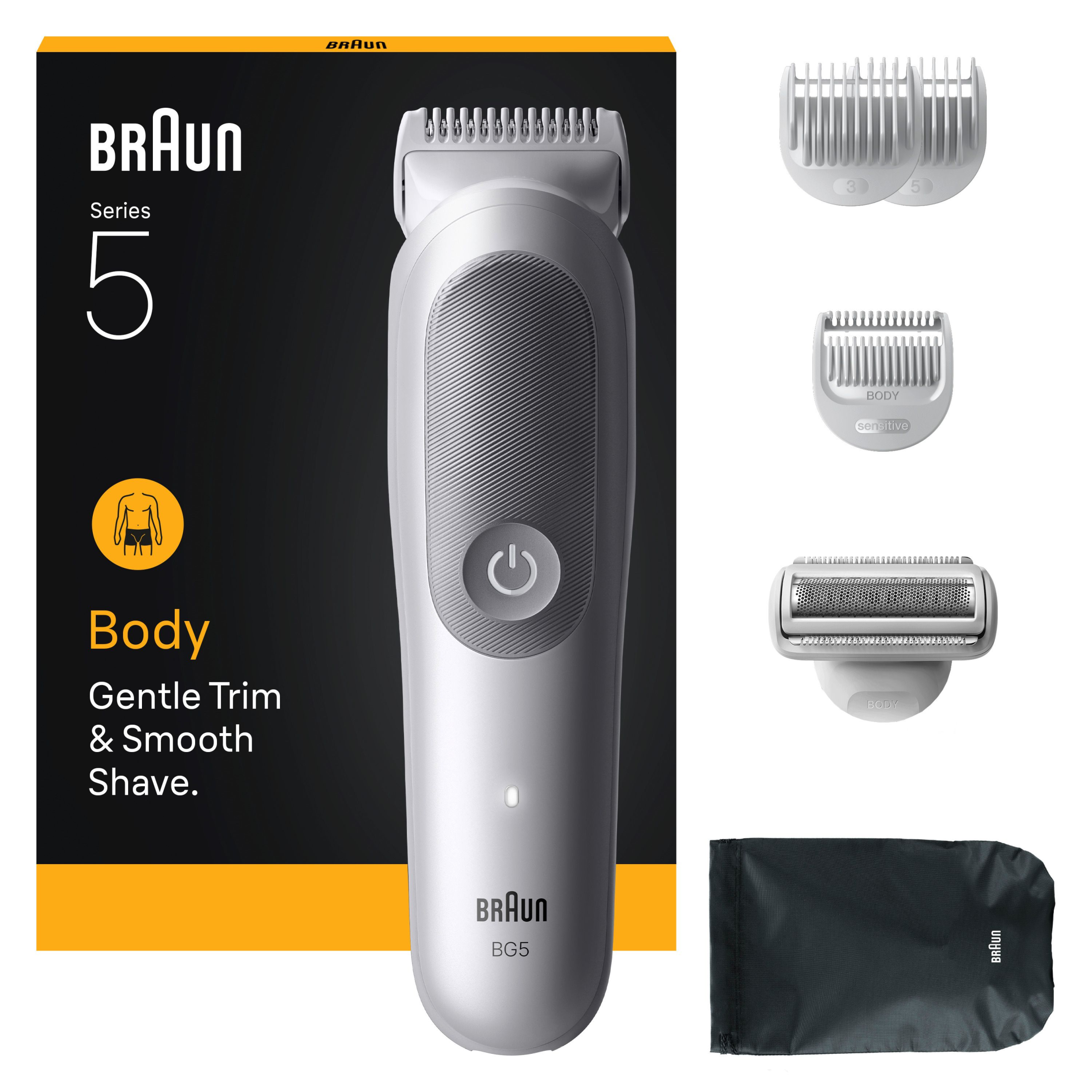Braun Serie 5 BG5550 - Recortadora corporal, disponible en color gris, Producto Europeo con Garantía Oficial.