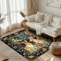 Alfombra De Decoración Moderna Con Diseño De Conejos En El Bosque Estilo Morris Floreal Victoriano Aesthetic Fairycore Para Dormitorio Y Sala - details 7