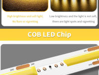 Tira De Luz LED COB Flexible DC 12V 24V 320 LEDs Blanco Cálido Y Frío Dimmable Decoración De Habitación Con 320 Lámparas Por Metro - details 2