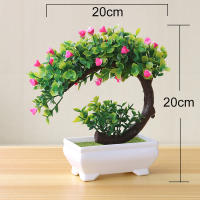 Planta Artificial En Maceta Bonsái Verde Árbol Pequeño Ornamentos Realistas Plásticos Eterna Decoración Floral Para Escritorio - details 6