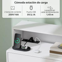 HOMCOM Cómoda de 4 Cajones con Estación de Carga, Cajonera para Dormitorio con Puerto USB, Puerto USB-C, Estante Abierto, 80x40x120 cm, Blanco - details 3