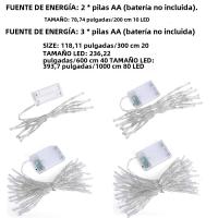 Guirnalda De Navidad Con 2M-10M 10/20/40/80 LEDS Luz De Cinta Faeirita Para Dormitorio Boda Fiesta Decoración De Valentine Con Pilas Incluidas - details 1