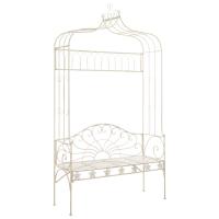 vidaXL Banco de jardín metal blanco envejecido 122 cm - details 0