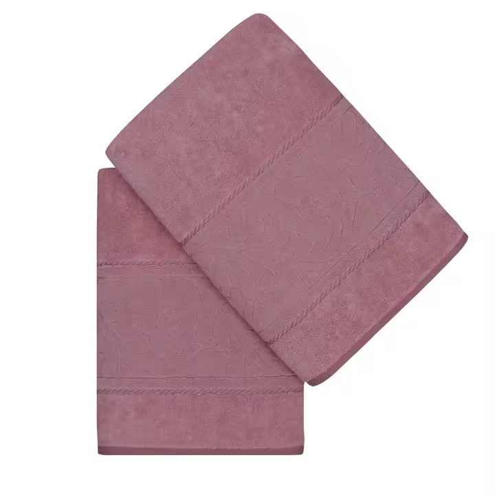 Wellhome Juego de Toallas de Baño Rosa 100% Algodón 560 Gr/m² - Pack de 2 Unidades - 1
