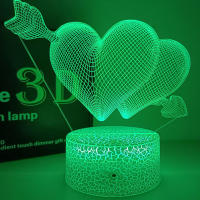 Lámpara Nocturna Romántica De LED En Forma De Corazón Decoración De Habitación Regalo De Cumpleaños Para Novia Y Amantes Luz De Escritorio 3D Incluye Batería AA - details 2