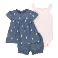 Nueva ropa de verano para niñas, pantalones cortos de manga corta, camisetas, trajes de tres piezas. - details 1