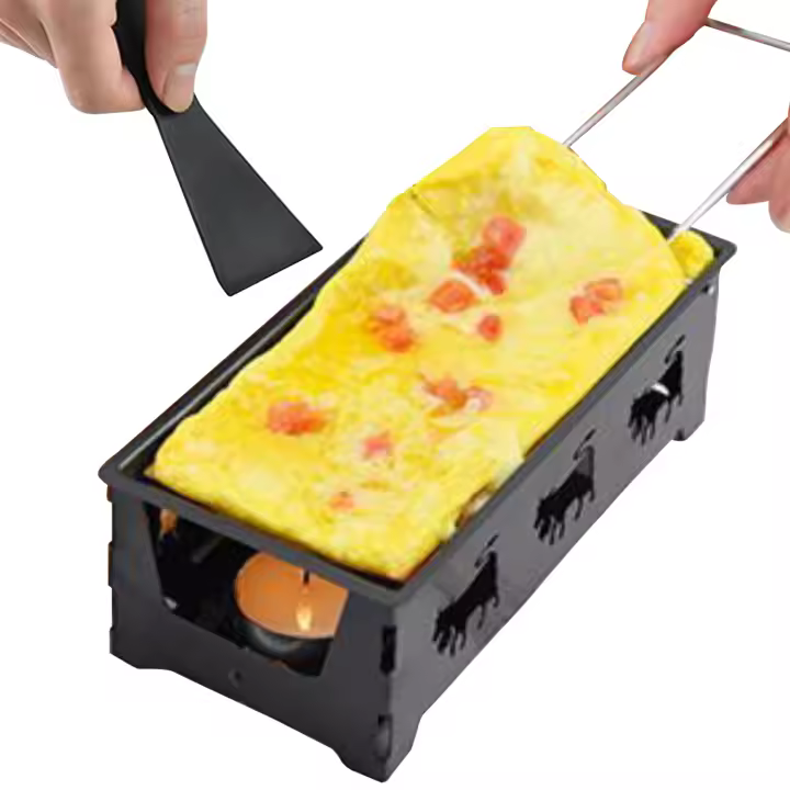 Juego De Grill Raclette No Adherente Con Pataki Y Mano Plegable De Acero Inoxidable Meltable Para Queso Herramientas De Cocina - 1