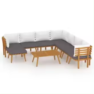 VIDAXL 3087022 conjunto de muebles de exterior hechos de madera de acacia compuesto por 7 sofás una mesa y un reposapiés - 1