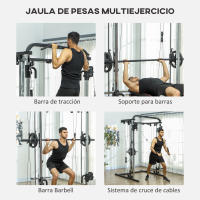 SPORTNOW Smith Machine Multiestación de Musculación Máquina Multifunción de Musculación con Soporte para Sentadillas y Barra para Pesas para Entrenamiento Fitness en Hogar Negro - details 0