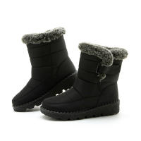 Botas De Nieve Para Mujer 2024 Con Colar De Pelo De Zorro Impermeables Altas Antideslizantes Cuero Sintético Y Algodón Plataforma Botines De Invierno - details 5