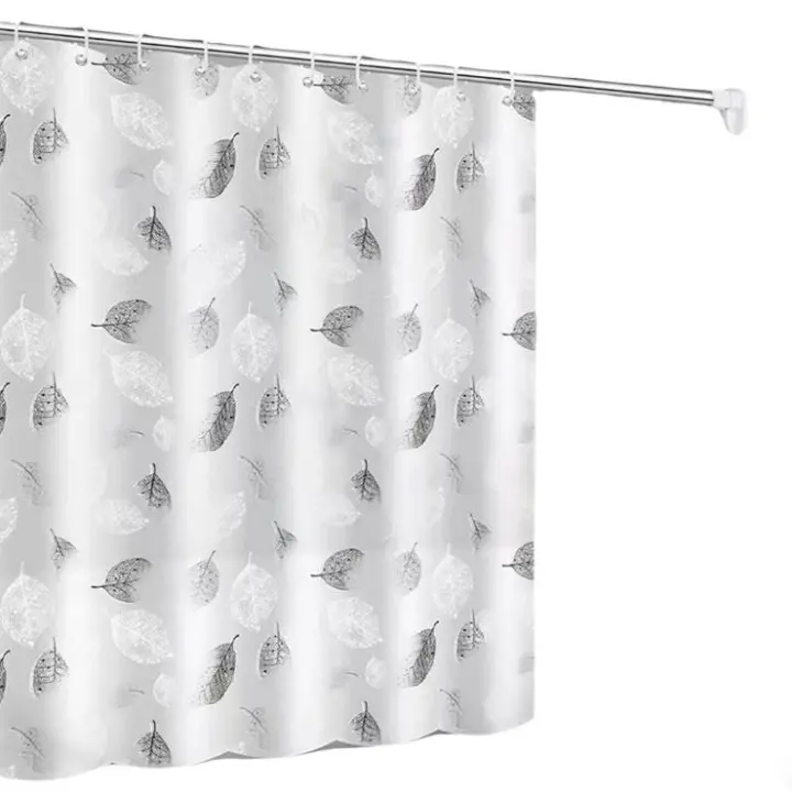 Cortina de Ducha, Impermeable,Antimoho, para Baño Familiar y Baño de Hotel, Patrón de Hojas, 180X200cm - 1