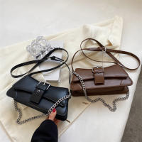 Bolso De Hombro PU Cuero Pequeño Para Mujer Color Sólido Con Cadena Vintage Lujo Monedero Bandolera De Moda Para Dama - details 16