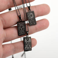 Collar Pendentivo De Acero Inoxidable Para Mujer Con Constelaciones Doble Cara En Color Negro Zodíaco Horóscopo Regalos - details 1