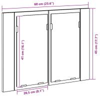 Espejo de baño LED vidaXL con armario Negro Roble 60x12x45 cm de madera - details 7