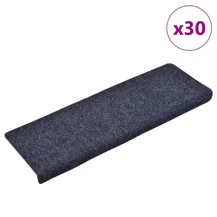 vidaXL Alfombrilla autoadhesiva escalera 30 uds azul 65x21x4 cm - 1
