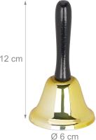 Loud Table & Hand Bell, Office Desk Call Bell with Wooden Handle, Christmas Decoration or Front Desk Bell, 12 cm, Silver - details 2