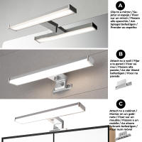 ALPINALUZ  Aplique de pared LED 8W 30 cm IP44 para baño, espejo y mueble,slim, aluminio cromado o negro con luz blanca neutra 4000K - details 1