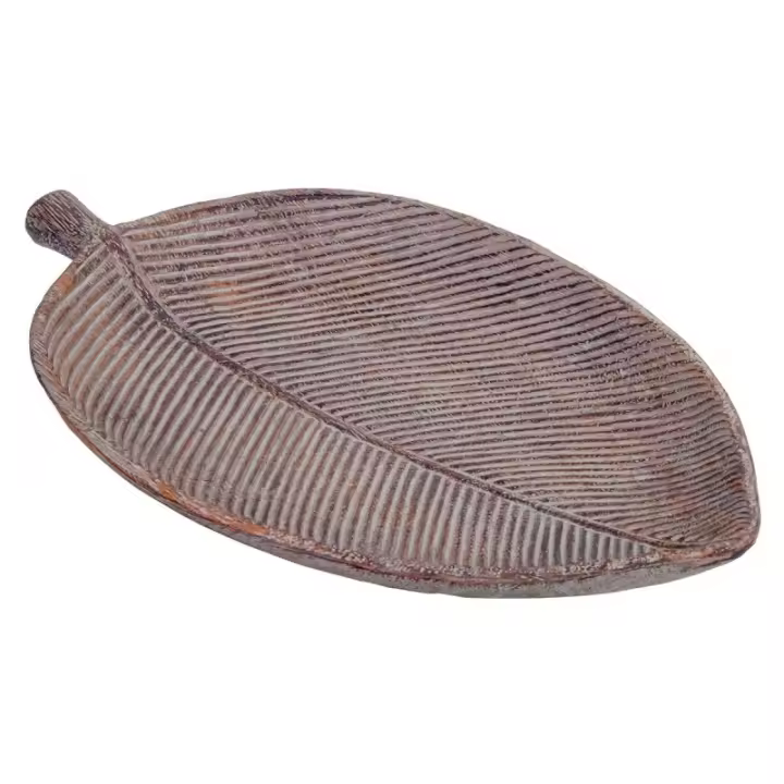 Signes Grimalt Signes Grimalt By SIGRIS - Plato Hoja Gris de Resina | Plato Decoracion Mesa Salon Decoracion Boho cm 28000 - 1