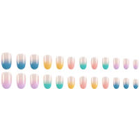 Kit De Uñas Postizas De Presión Para Mujeres Y Niñas 24 Piezas Juego De Uñas Postizas Cortas Cuadradas Con Diseño De Flores Geométricas Y Brillo Moda Oficina - details 38
