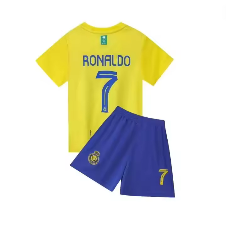Camiseta de fútbol de entrenamiento infantil de secado rápido con mangas cortas estampadas + pantalón corto, C-R-7 - 1