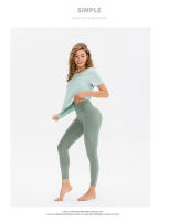 Top De Yoga Para Mujer Sólido Con Manga Corta Sudadera Deportiva Fitness Ropa De Gimnasio Casual Camiseta De Entrenamiento - details 9
