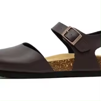 Sandalias de punta cerrada para mujer con plantilla de corcho y soporte para el arco para mujer, zapatos de verano cómodos y ligeros, sandalias planas casuales elegantes - 1