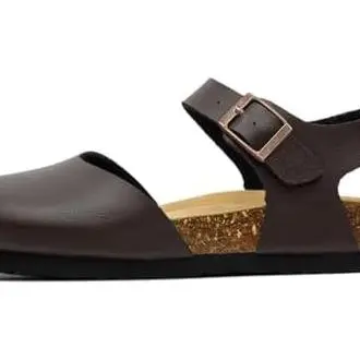 Sandalias de punta cerrada para mujer con plantilla de corcho y soporte para el arco para mujer, zapatos de verano cómodos y ligeros, sandalias planas casuales elegantes - 1