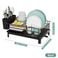 Dish Automatic Drying rack tableware storage countertop space-saving Black White - details 6