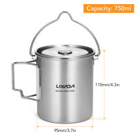 LIXADA Taza De Acero Inoxidable Portátil De 750ml Con Tapa Y Manija Plegable Para Camping Cocina Picnic Deportes Al Aire Libre - details 40