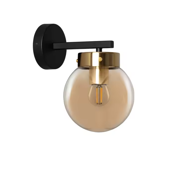 Ledkia Lámpara de Pared de Metal y Cristal Cawu Negro - 1