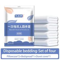 Juego De Viaje Desechable De Cuatro Piezas Grueso 1 Sábana 1 Funda De Edredón 2 Fundas De Almohada Cama Doble Empaquetado Individualmente - details 1
