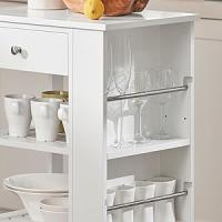 Carrito Auxiliar de Cocina con 3 Estantes 1 Cajón y 4 Ruedas Carrito de Servir Multiusos 50 x 37 x 86 cm Blanco ES - details 1
