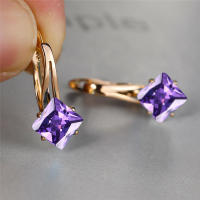 Aretes De Borde De Lujo Para Mujer Con Zirconia Cristal En Color Champán Y Rosa Oro Aretes De Boda Moda Geométrica - details 4